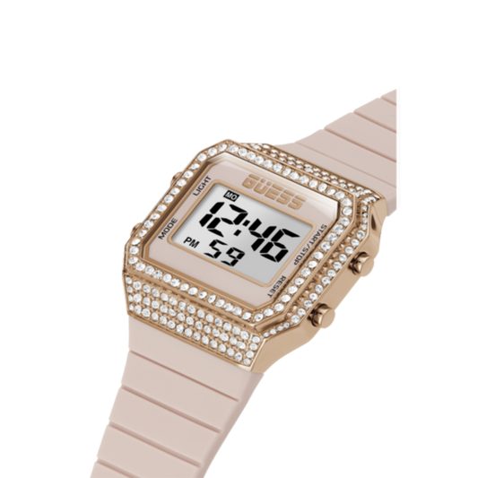 RELÓGIO GUESS ROSA/DOURADO SHIMMER MOSTRADOR C/ ZIRÓNIAS