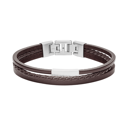 Pulseira Homem Fossil em Pele Castanha