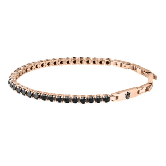 PULSEIRA MASERATI AÇO ROSE GOLD ZIRCONIAS PRETAS