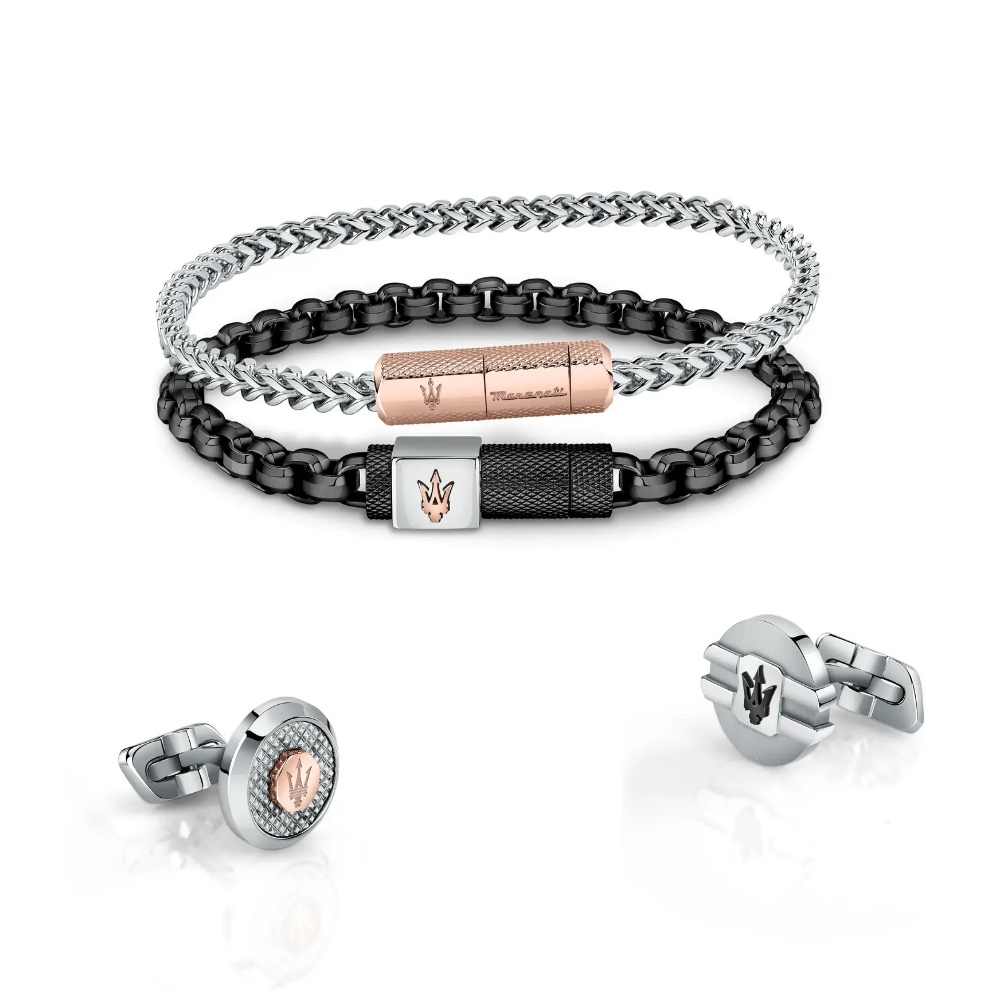 PULSEIRA MASERATI EM AÇO FECHO ROSE GOLD