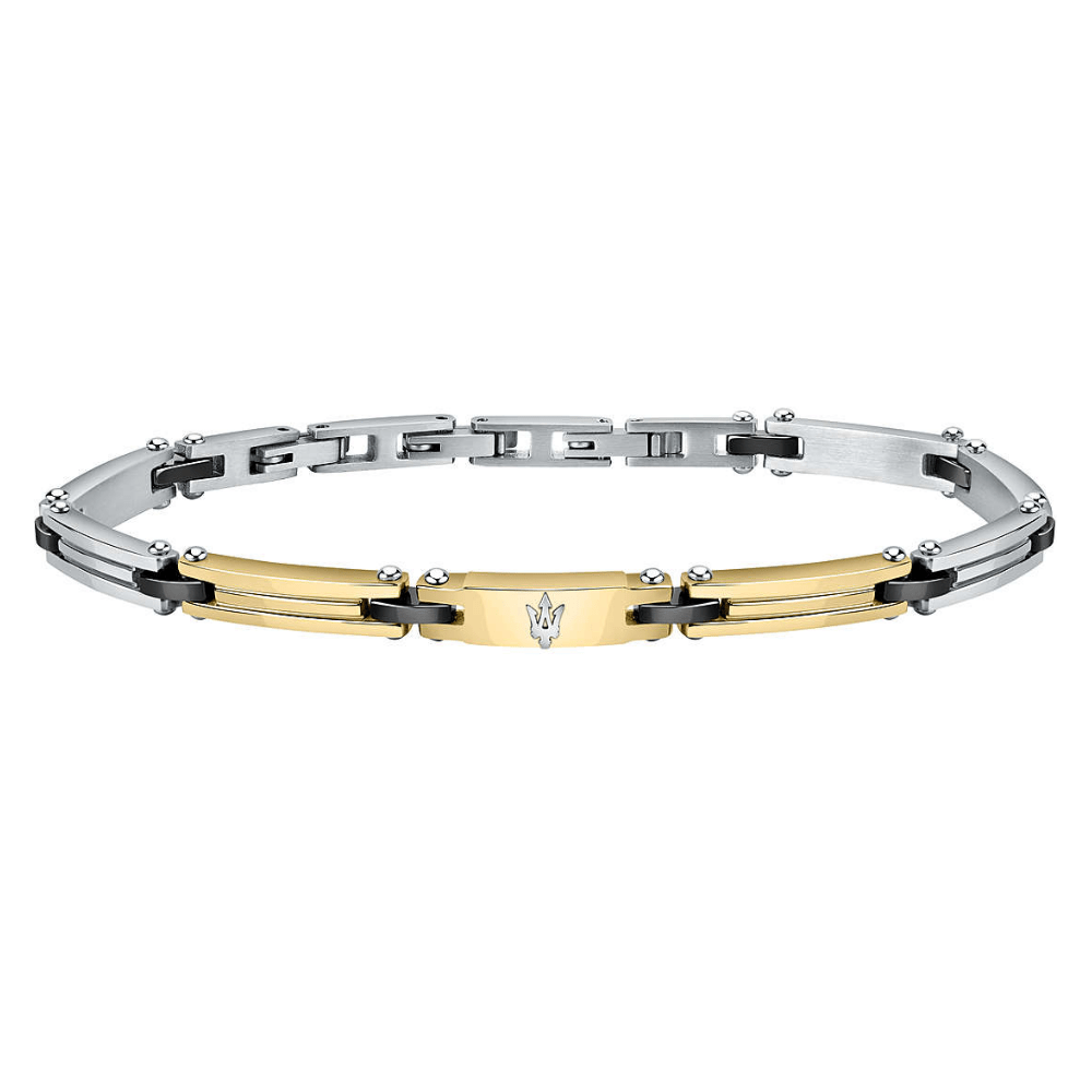 Pulseira Homem Maserati Prateada e Dourada