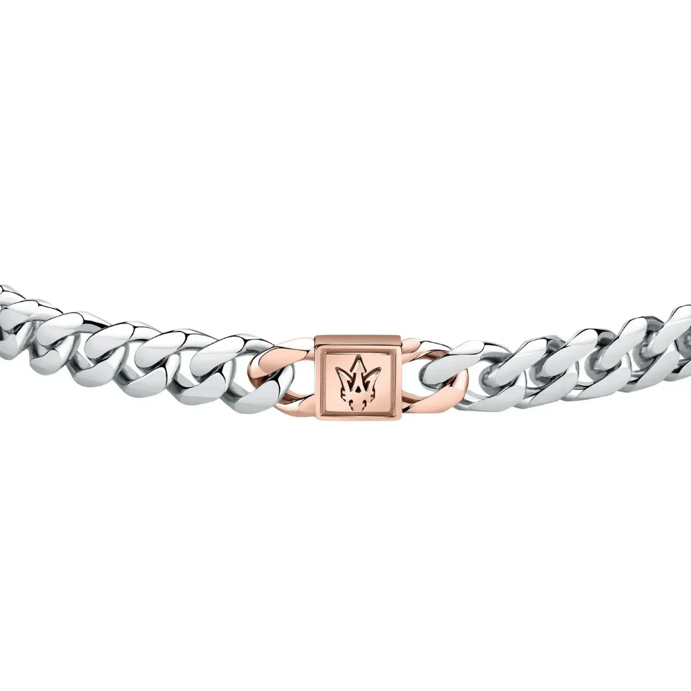 PULSEIRA MASERATI AÇO PRATEADA E ROSE GOLD