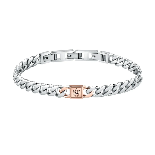 PULSEIRA MASERATI  AÇO PRATEADA E ROSE GOLD