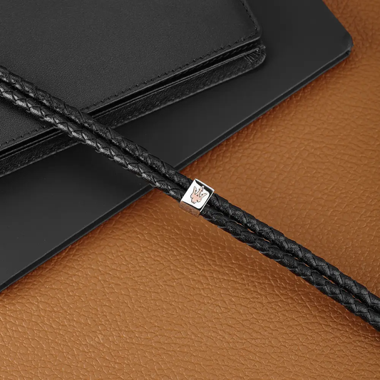 PULSEIRA MASERATI AÇO E PELE PRETA