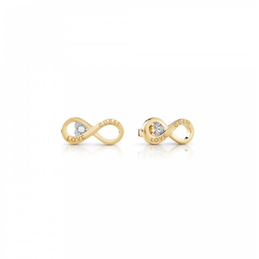 BRINCOS GUESS EM AÇO DOURADO INFINITO C/ ZIRCÓNIAS