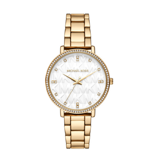 RELOGIO MICHAEL KORS DOURADO MOST. BRANCO