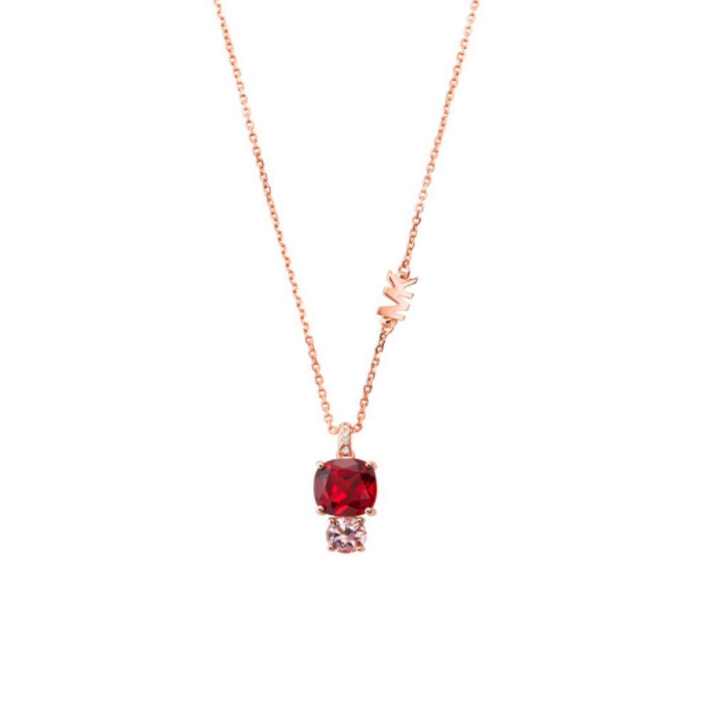 COLAR MICHAEL KORS EM PRATA 925% ROSE GOLD PLAQUEADA A OURO 14K C/ ZIRCONIAS