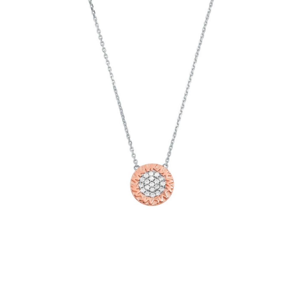 FIO MICHAEL KORS EM PRATA 925% PRATEADO E ROSE GOLD PLAQUEADO A OURO 14K C/ ZIRCÓNIAS