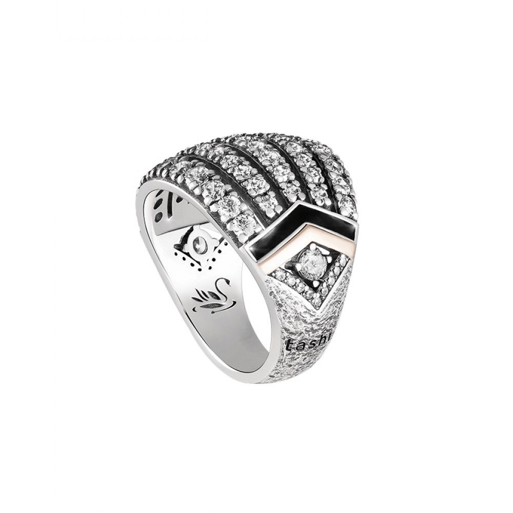 Anel Mulher Tashi Swan Em Prata925 e Ouro 9k com Zircónias