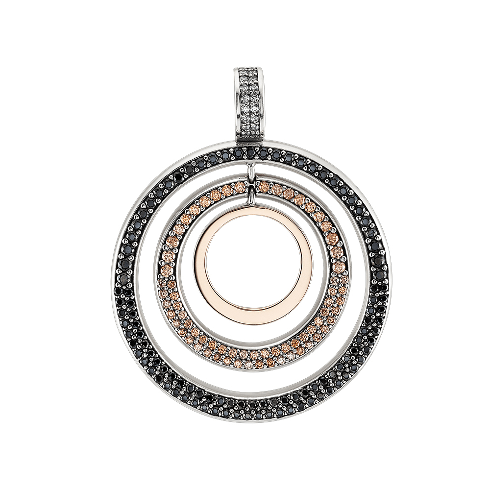 Pendente Tashi para Mulher Black Sand em Prata e Ouro 9k