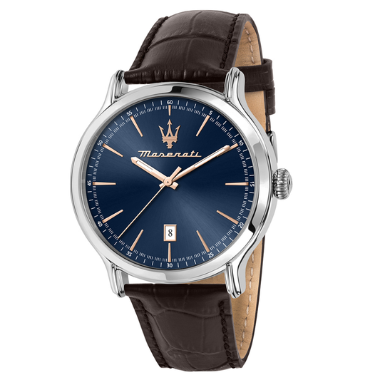 RELÓGIO MASERATI EPOCA 42MM BLUE DIAL BROWN STRAP