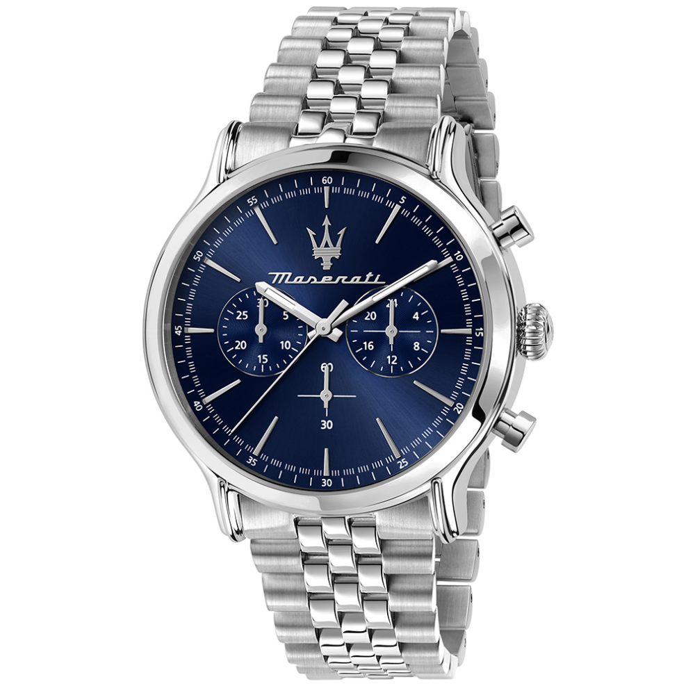 RELÓGIO MASERATI EPOCA 42MM PRATEADO MOSTRADOR AZUL