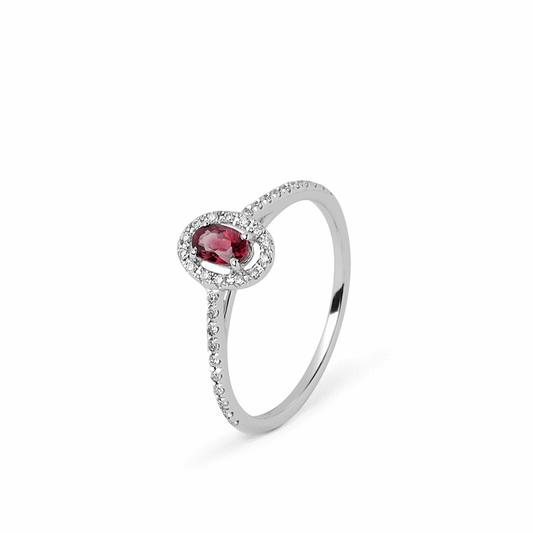 ANEL EM OURO COM DIAMANTES E RUBI 0.13CT