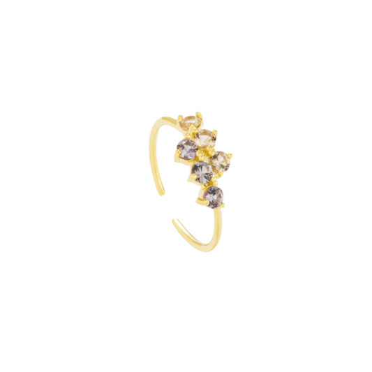 ANEL RADIANT EM PRATA 925% DOURADA C/ ZIRCÓNIAS