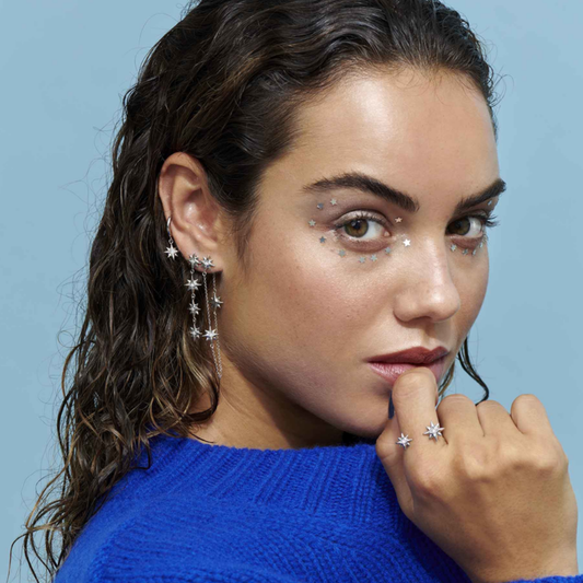 BRINCOS RADIANT EM PRATA 925% COMPRIDOS C/ ZIRCÓNIAS