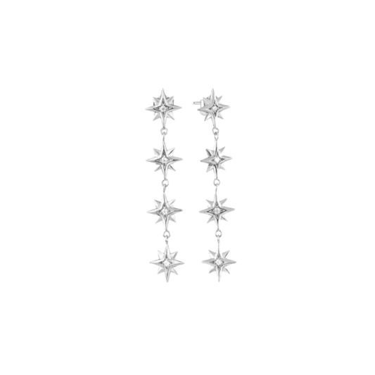 BRINCOS RADIANT EM PRATA 925% COMPRIDOS C/ ZIRCÓNIAS