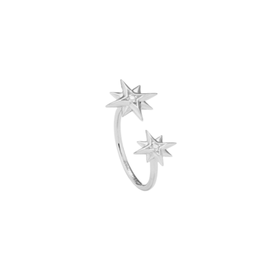 ANEL RADIANT EM PRATA 925% C/ ZIRCÓNIAS ESTRELAS