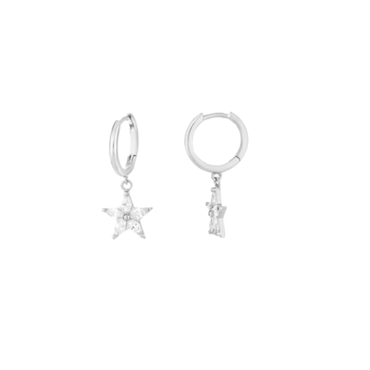 ARGOLAS  RADIANT EM PRATA 925% C/ ZIRCÓNIAS ESTRELAS