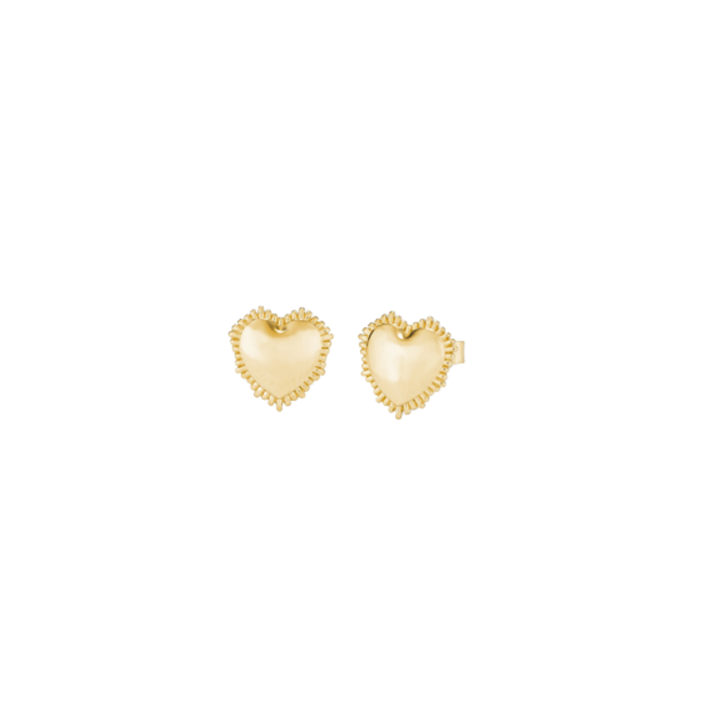 BRINCOS RADIANT EM PRATA 925% DOURADA CORAÇÃO