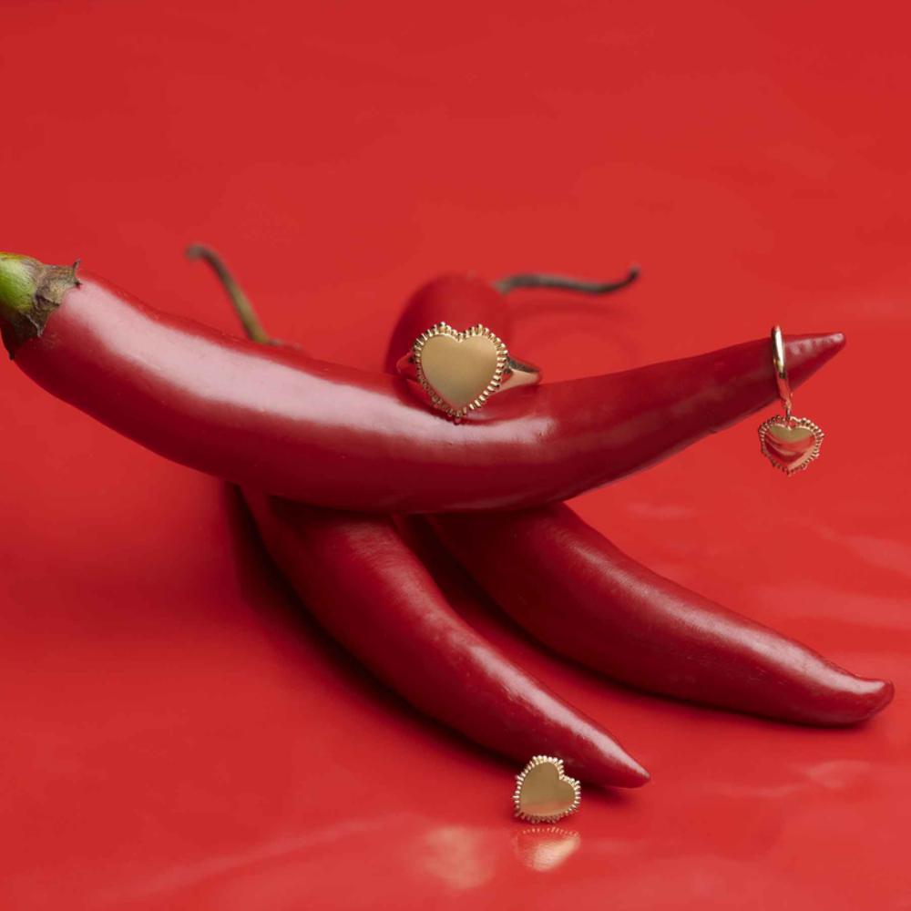 BRINCOS RADIANT EM PRATA 925% DOURADA CORAÇÃO