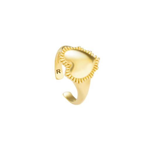 ANEL RADIANT EM PRATA 925% DOURADA CORAÇÃO SAGRADO