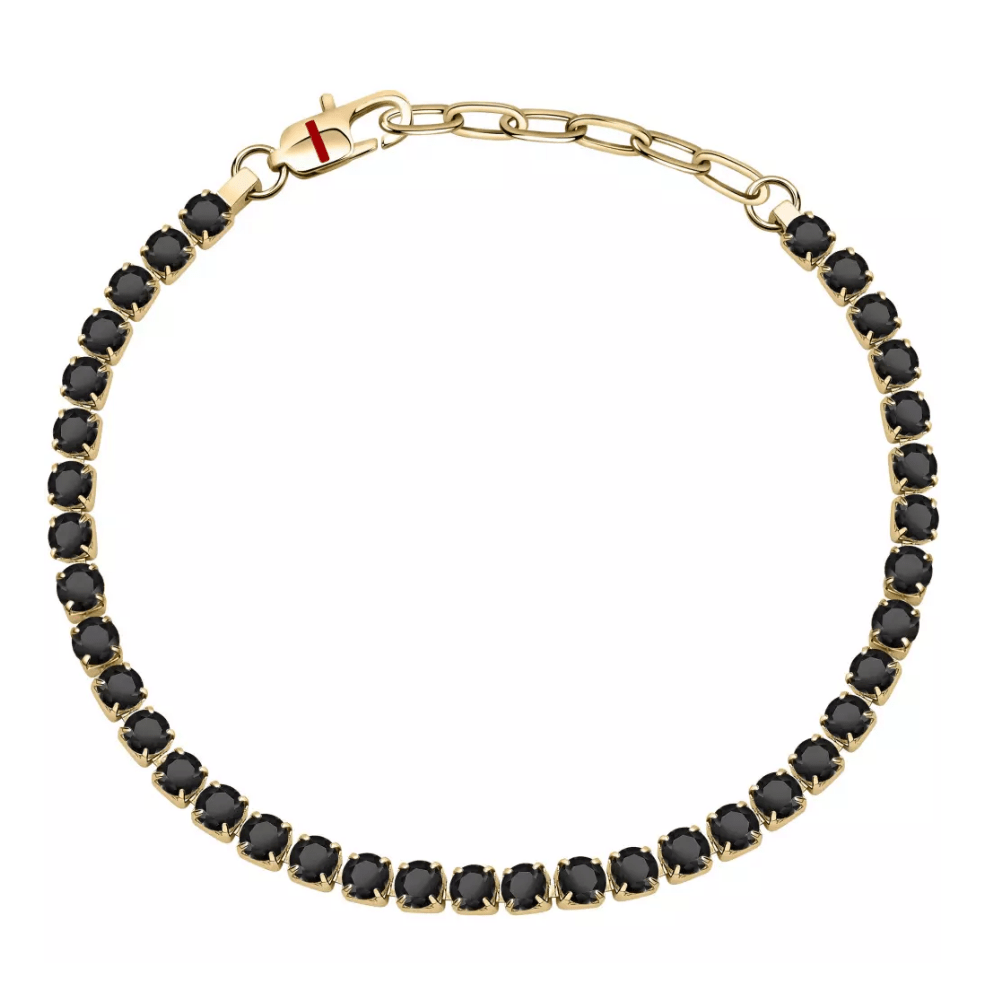 Pulseira Homem Sector Zircónias pretas Aço Dourado