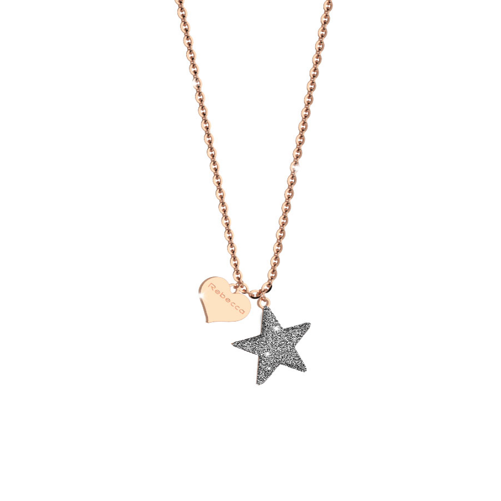 Fio Mulher Rebecca Jolie em Prata 925 Rose Gold com Estrela Pó de Diamante