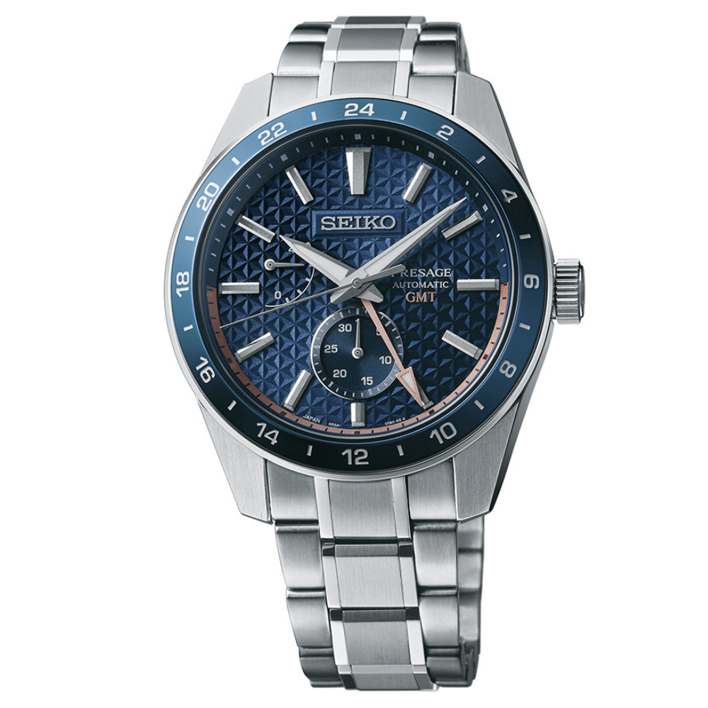 Relógio Seiko Pressage Sharp Edged Series Gmt Azul Automático