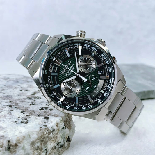 RELÓGIO SEIKONEO SPORTS QUARTZO CRONO MOSTRADOR VERDE SSB405P1