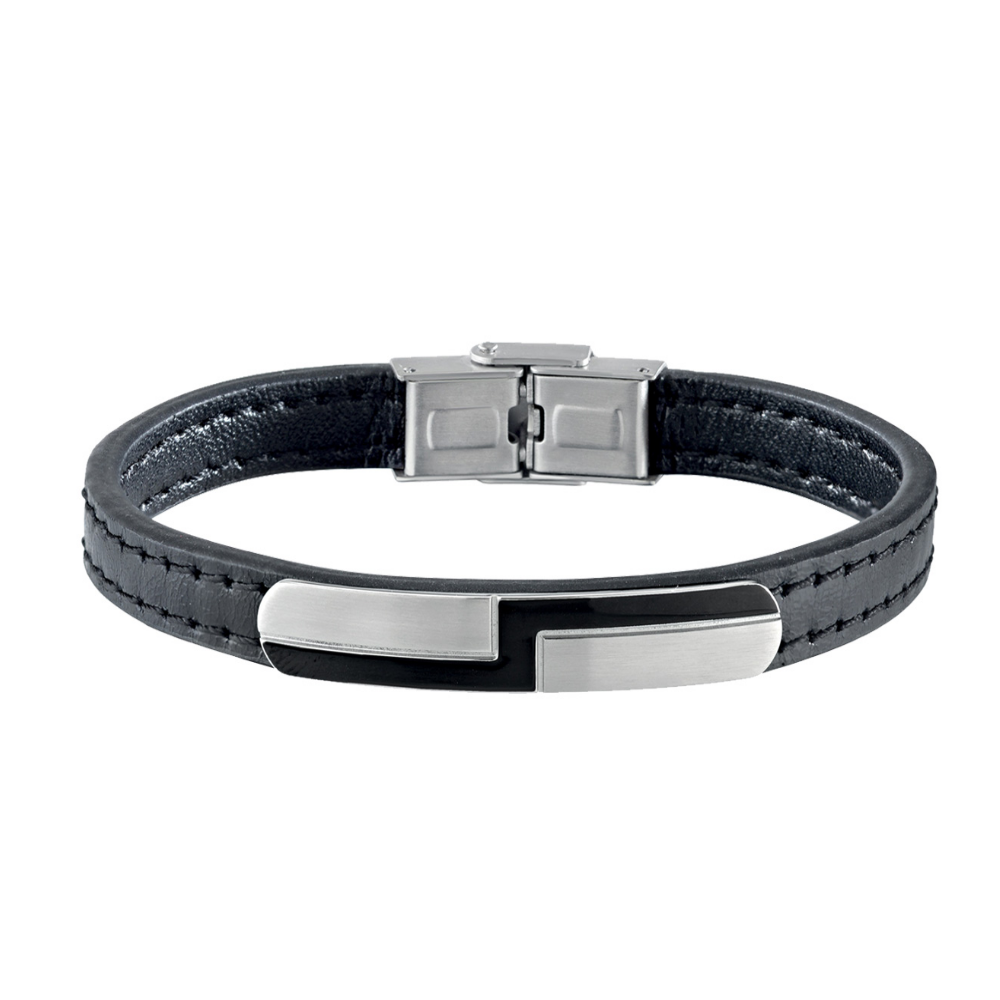 Pulseira Homem Sector No Limits em Pele Preta