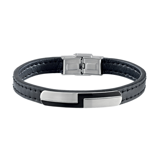Pulseira Homem Sector No Limits em Pele Preta