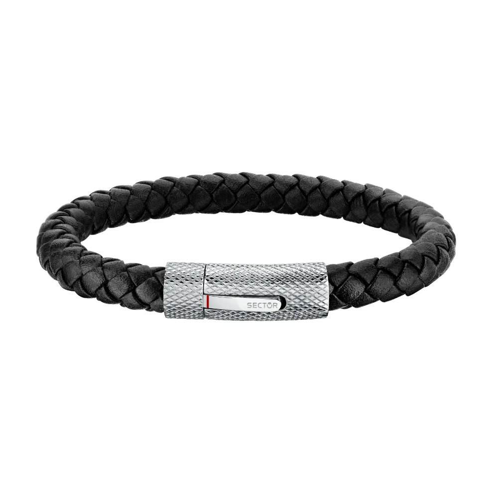 PULSEIRA SECTOR EM AÇO E PELE PRETA