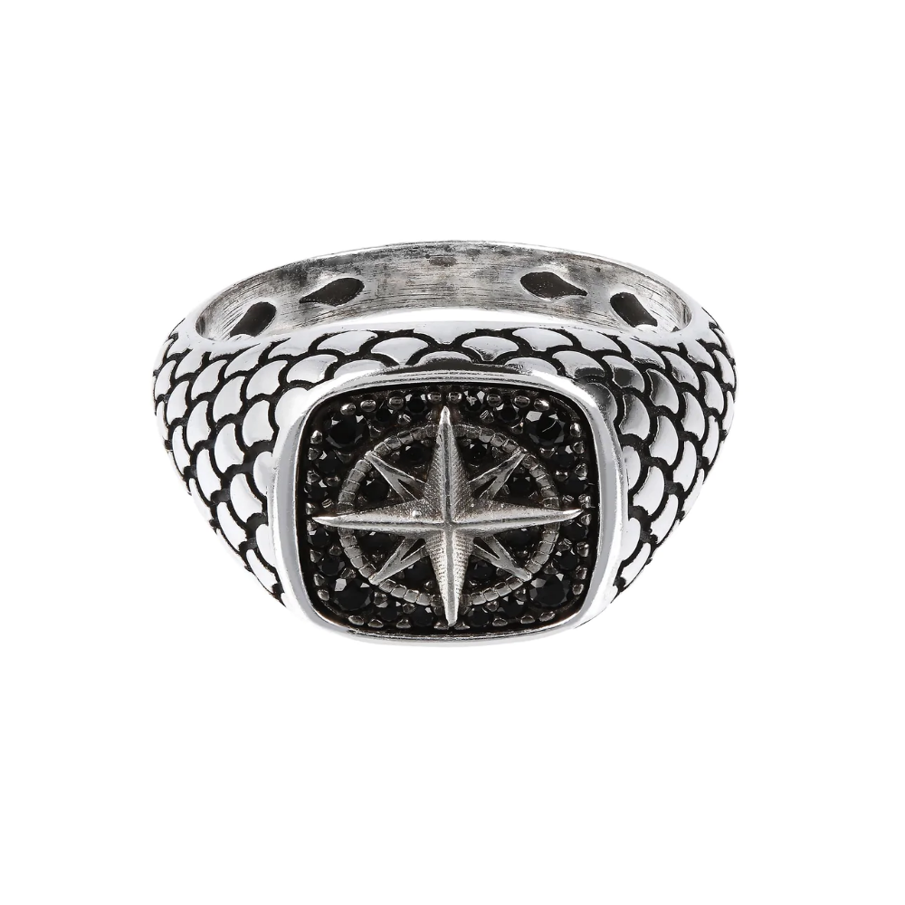 ALBERTO M. ANEL EM PRATA 925% TEXTURA CORDA PEDRAS CRAVADAS ESPINÉLIO