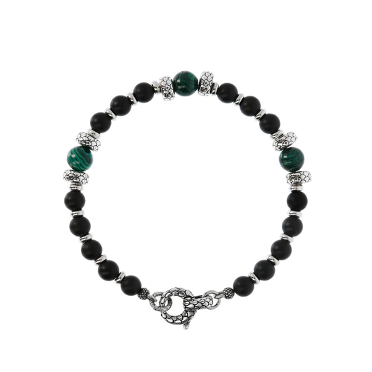 ALBERTO M. PULSEIRA PEDRAS (ONIX E MALAQUITE) E PRATA 925%