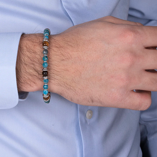 ALBERTO M. PULSEIRA PEDRAS (TERRA BEAD GEMSTONE) E PRATA 925%