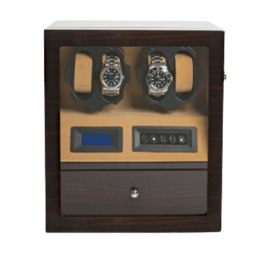 Caixa Para Relógios Automáticos 4 Rotativos Ebony/Camel C/Programação