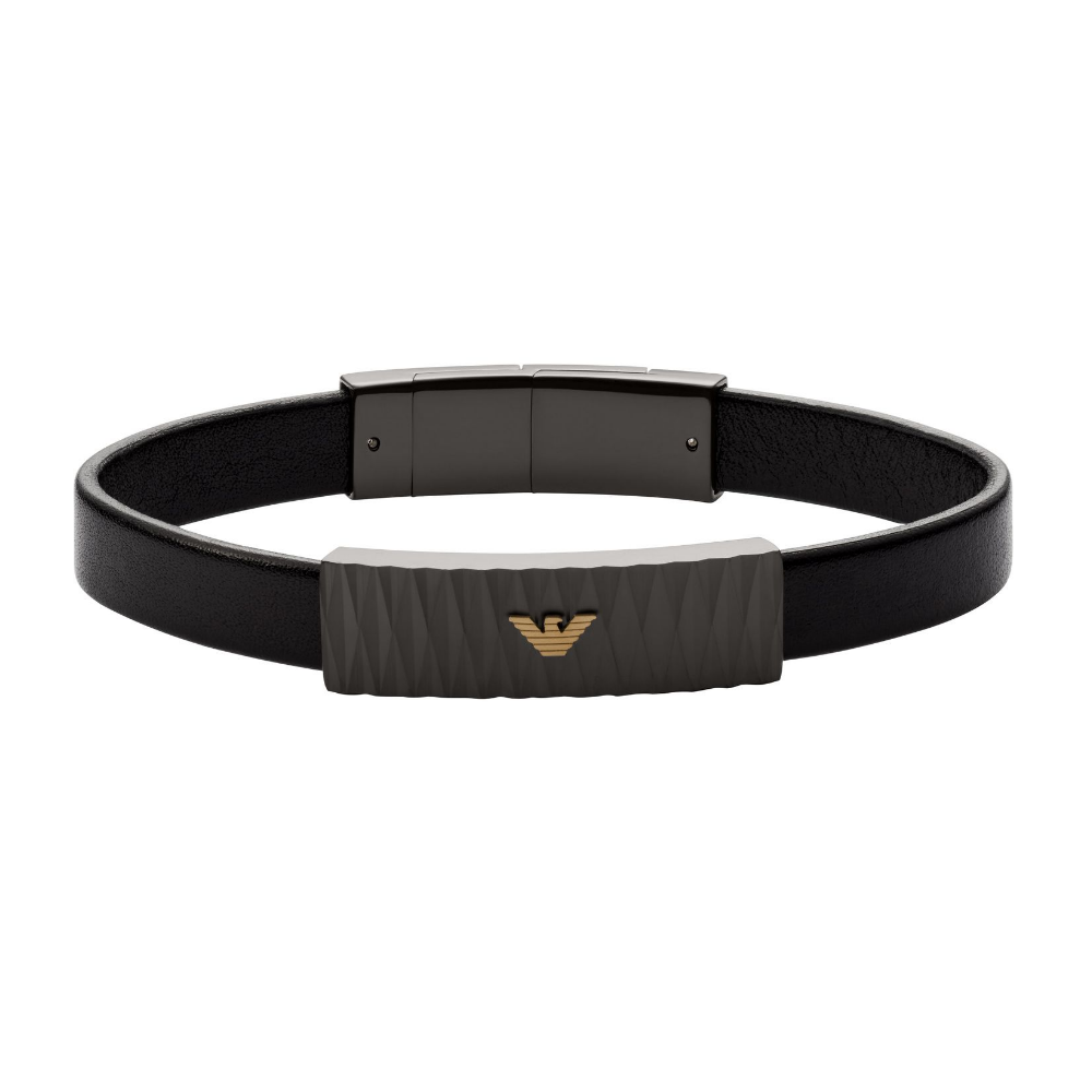PULSEIRA EMPORIO ARMANI EM PELE PRETA