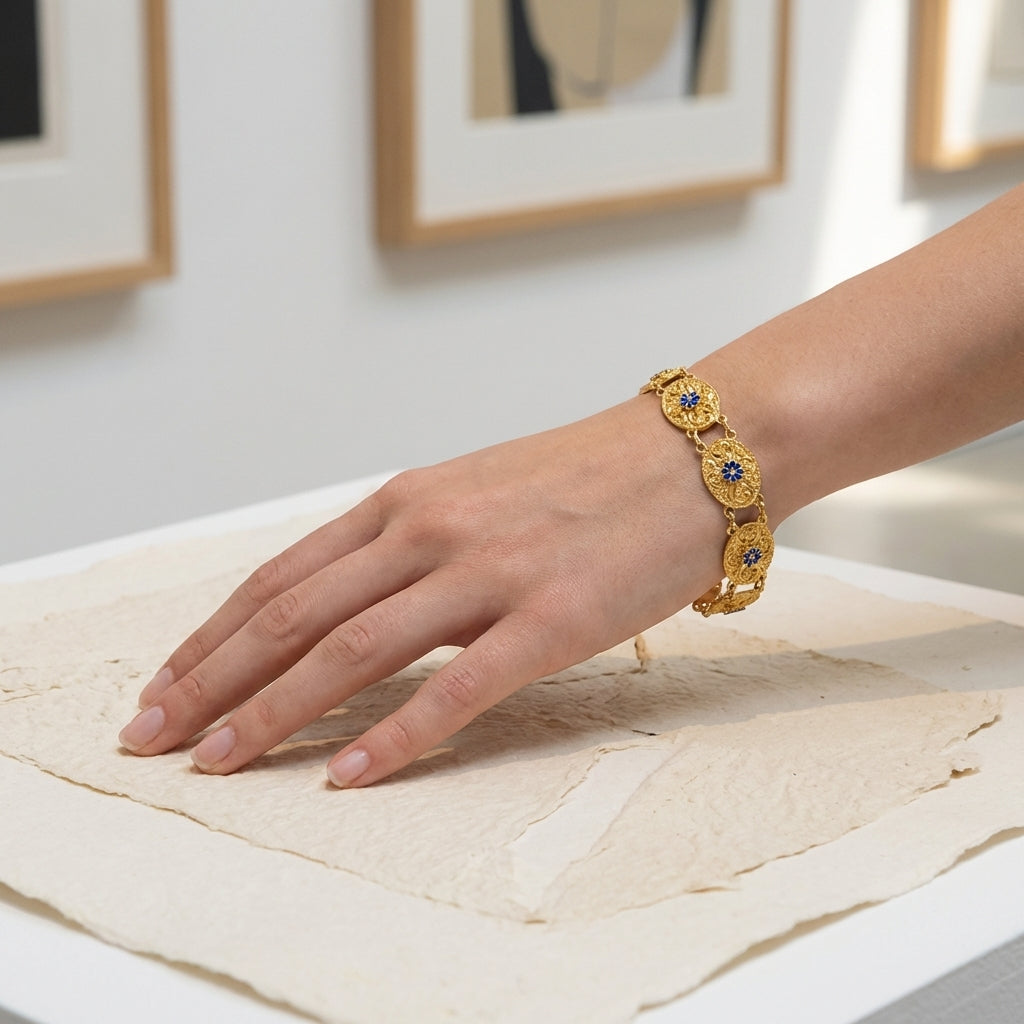 PULSEIRA EM PRATA 925 FILIGRANA COM ESMALTE