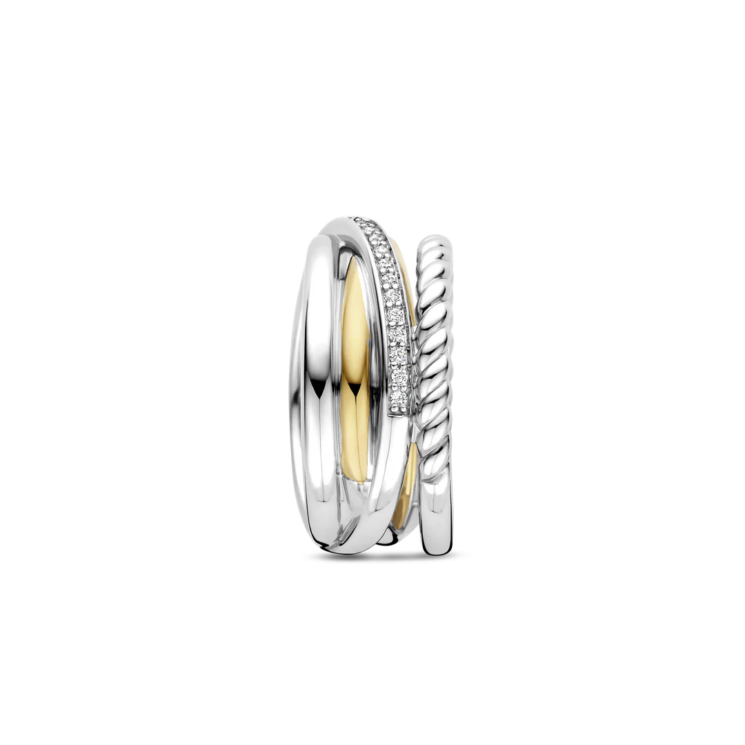 ANEL TI SENTO EM PRATA 925% COM ZIRCÓNIAS