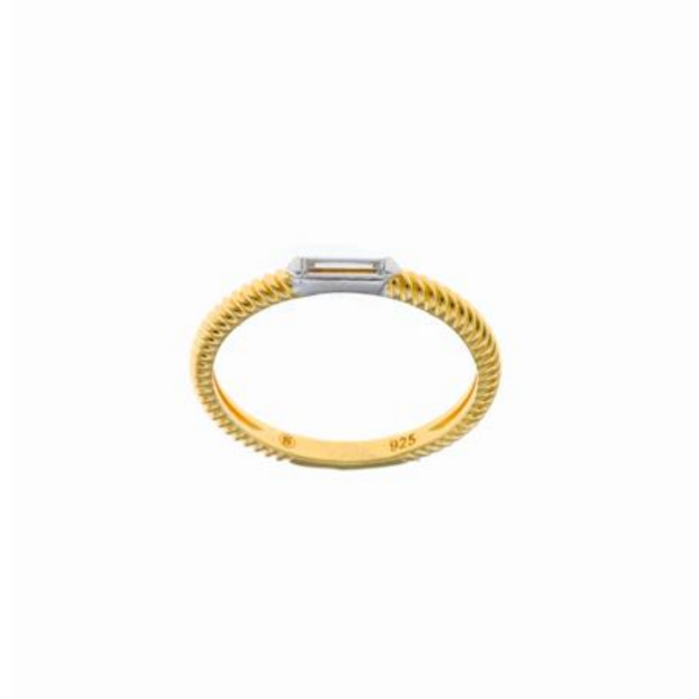 ANEL SALVATORE EM PRATA 925% DOURADA C/ ZIRCONIA