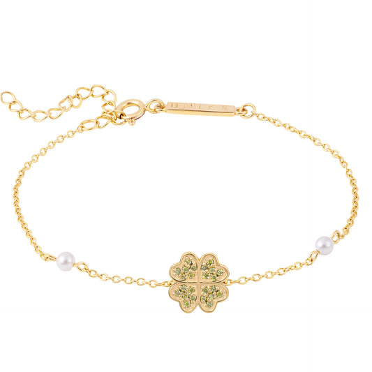 PULSEIRA UNIKE EM PRATA 925% FUN CLOVER GOLDEN