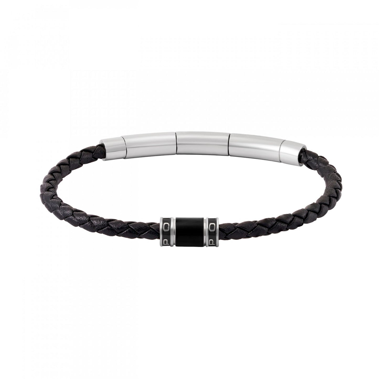 PULSEIRA POLICE AÇO E PELE PRETA