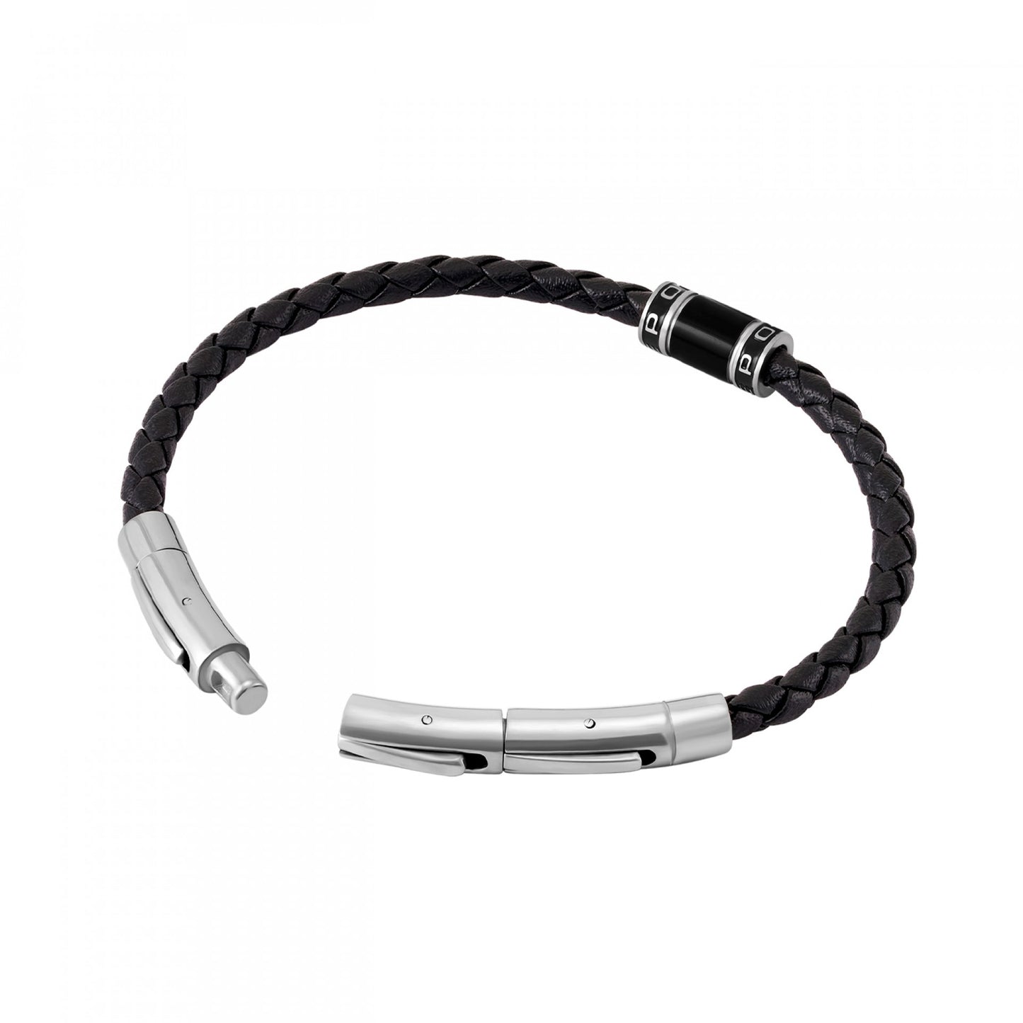 PULSEIRA POLICE AÇO E PELE PRETA