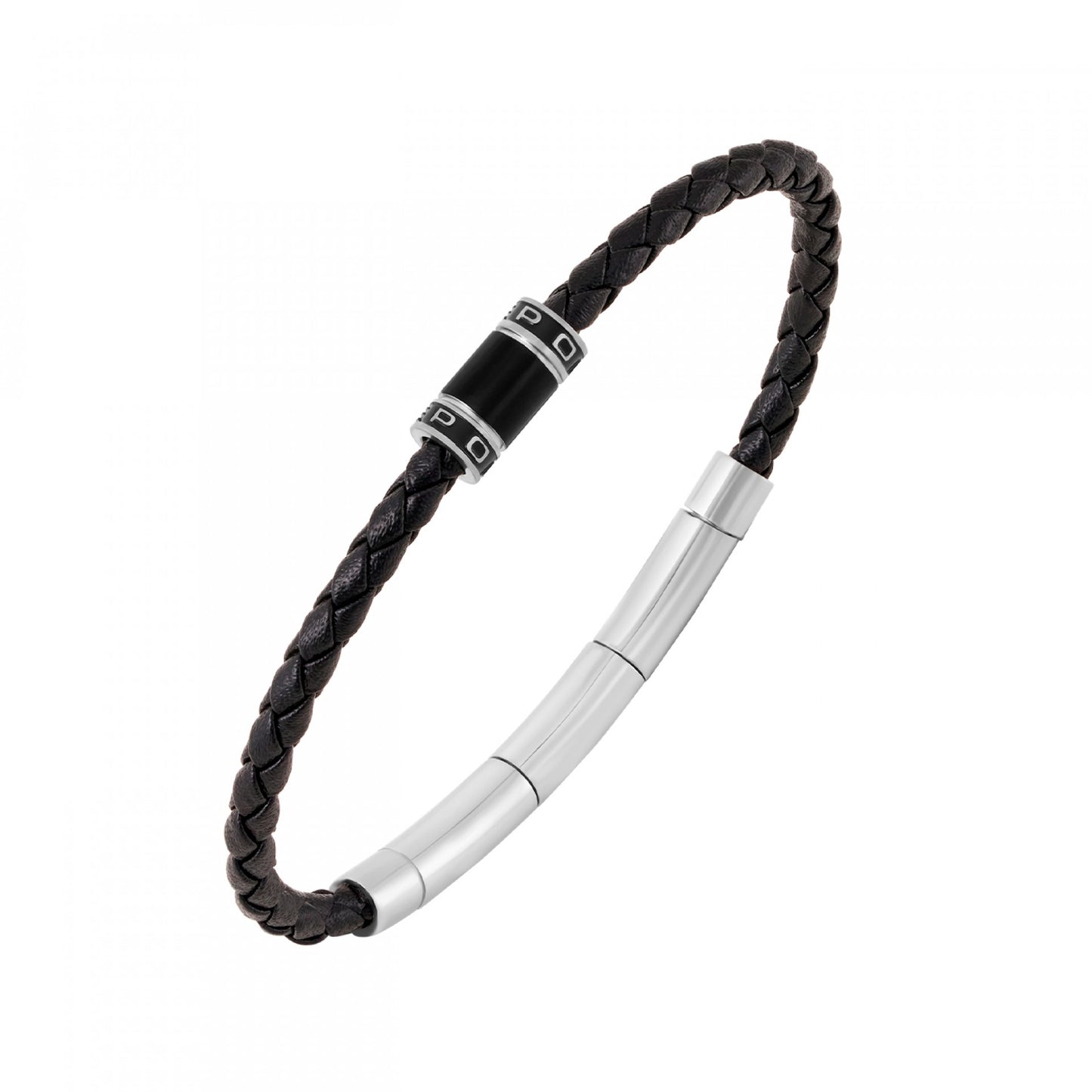 PULSEIRA POLICE AÇO E PELE PRETA