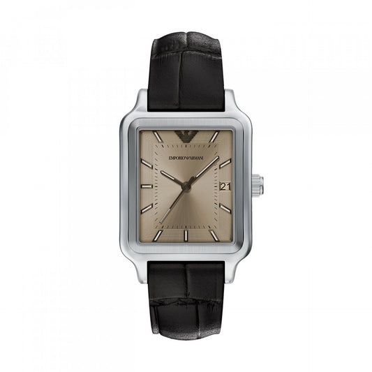 RELÓGIO EMPORIO ARMANI EM PELE PRETA