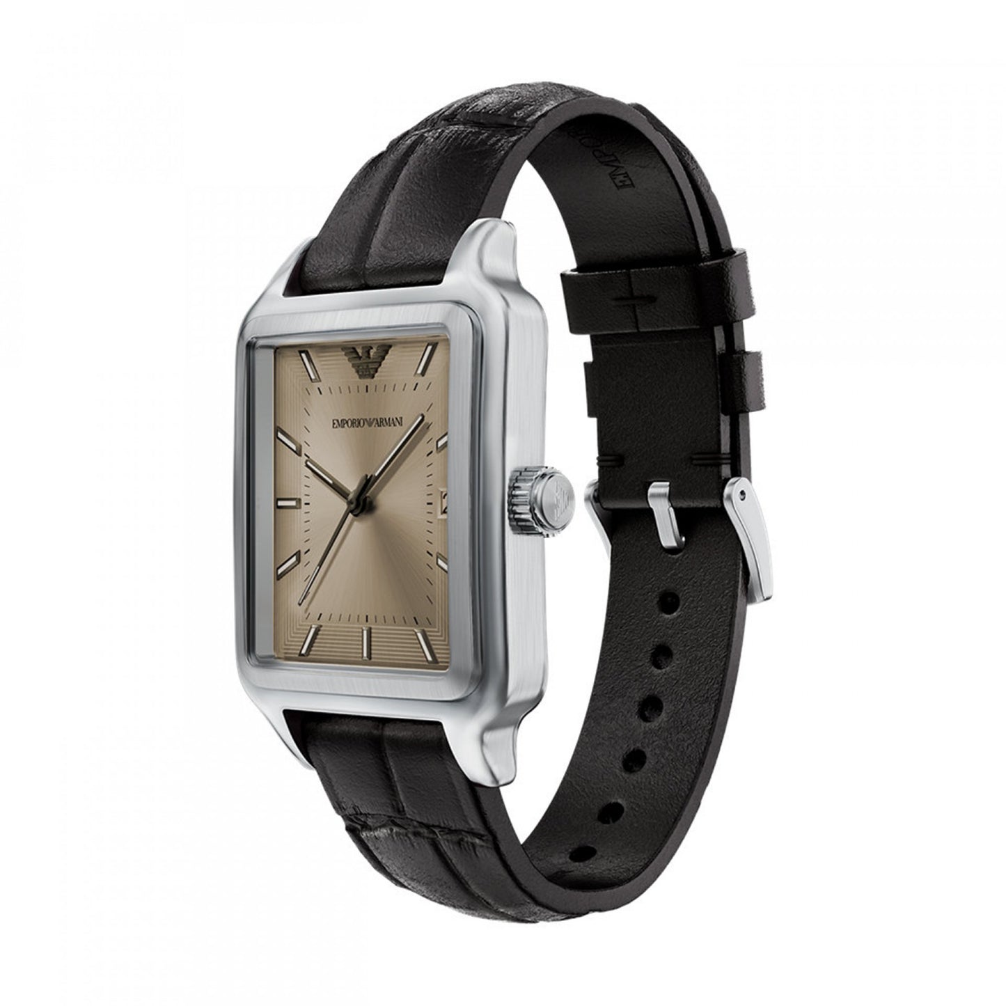 RELÓGIO EMPORIO ARMANI EM PELE PRETA