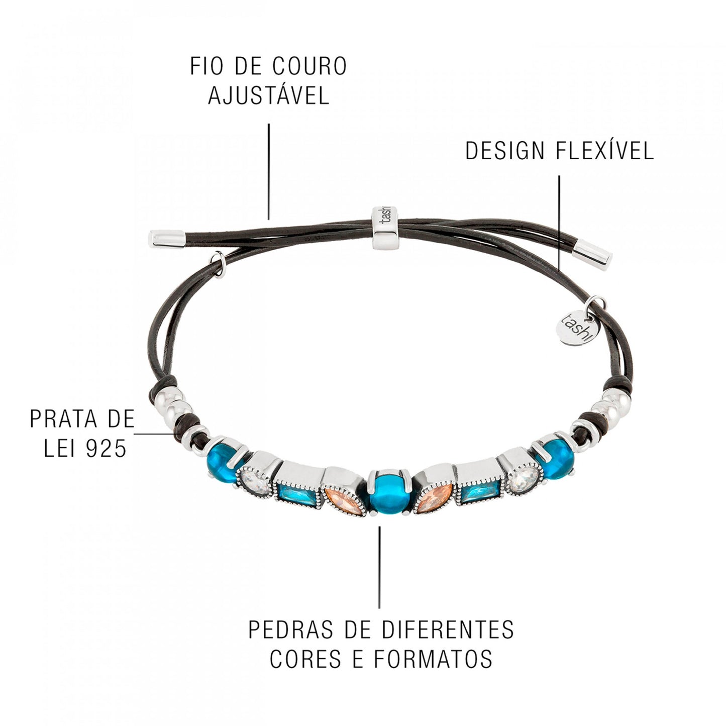 PULSEIRA TASHI ISTAMBUL AZUL EM PRATA 925