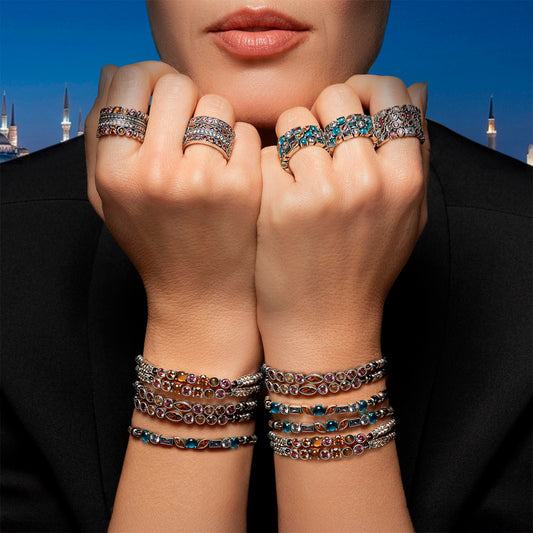 PULSEIRA TASHI ISTAMBUL AZUL EM PRATA 925
