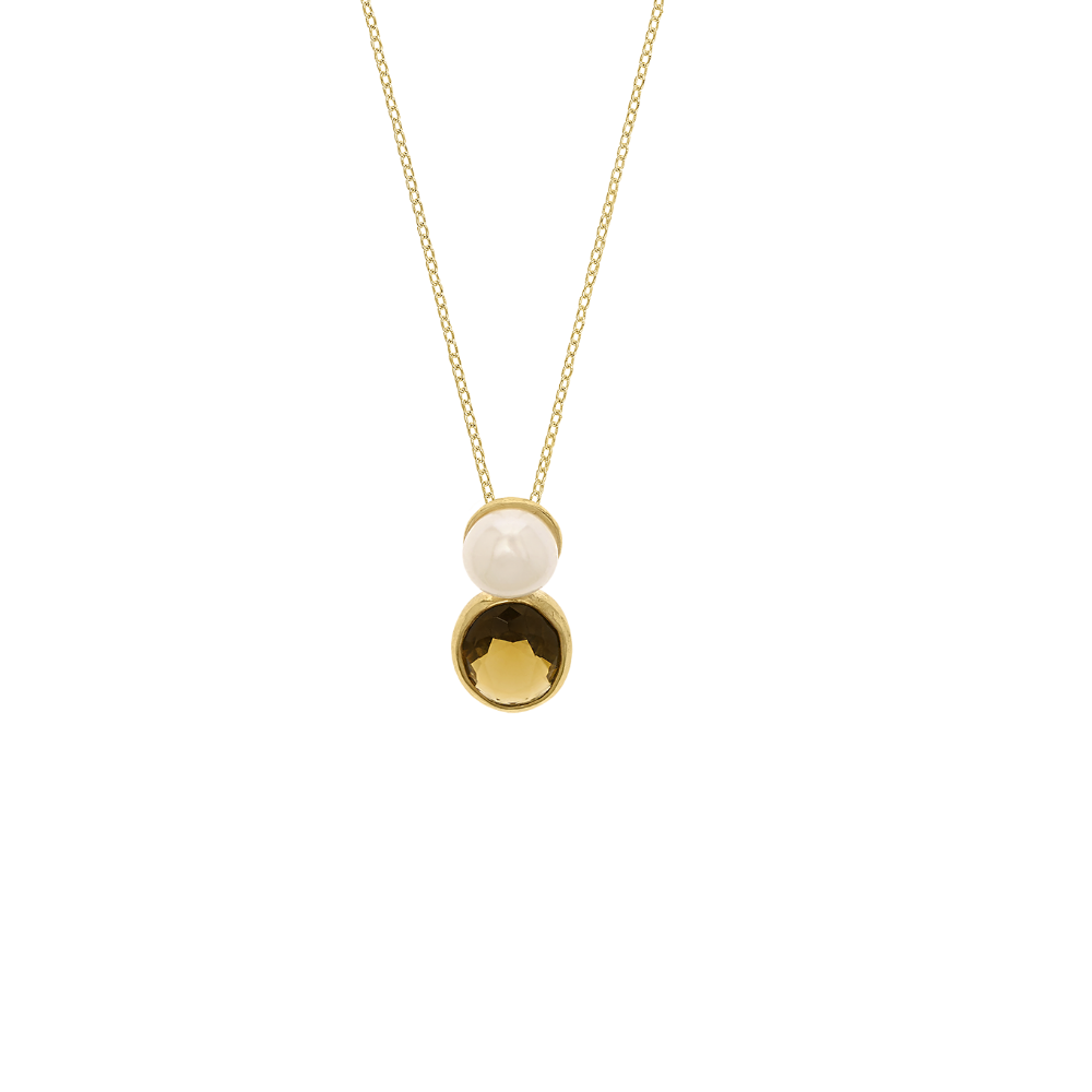 COLAR EUGÉNIO CAMPOS HEAVEN EM PRATA 925% DOURADA COM ZIRCÓNIAS E PÉROLAS