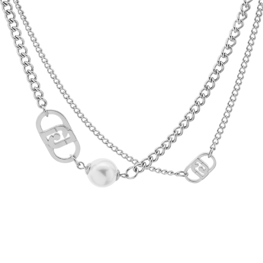 COLAR LIU JO EM AÇO PRATEADO COM PÉROLA